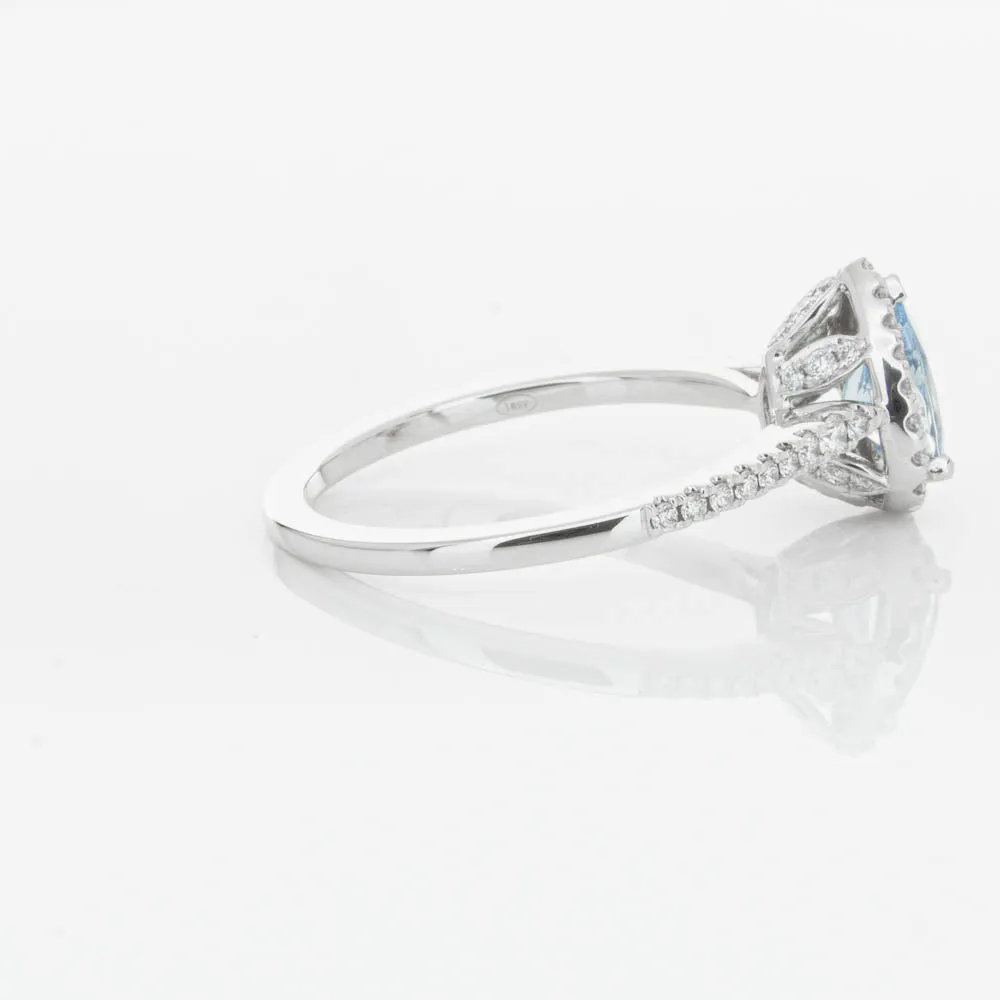 18ct White Gold .56ct Aquamarine & Diamond Mini Sierra Ring