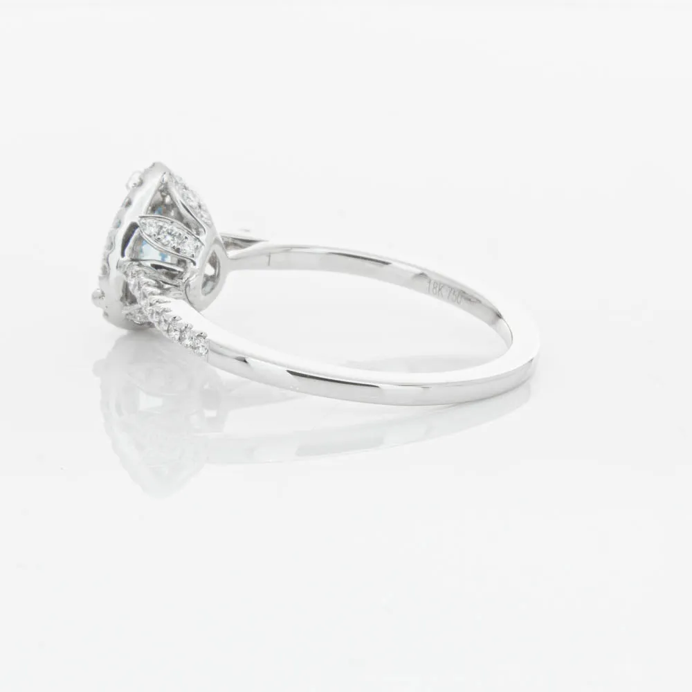 18ct White Gold .56ct Aquamarine & Diamond Mini Sierra Ring