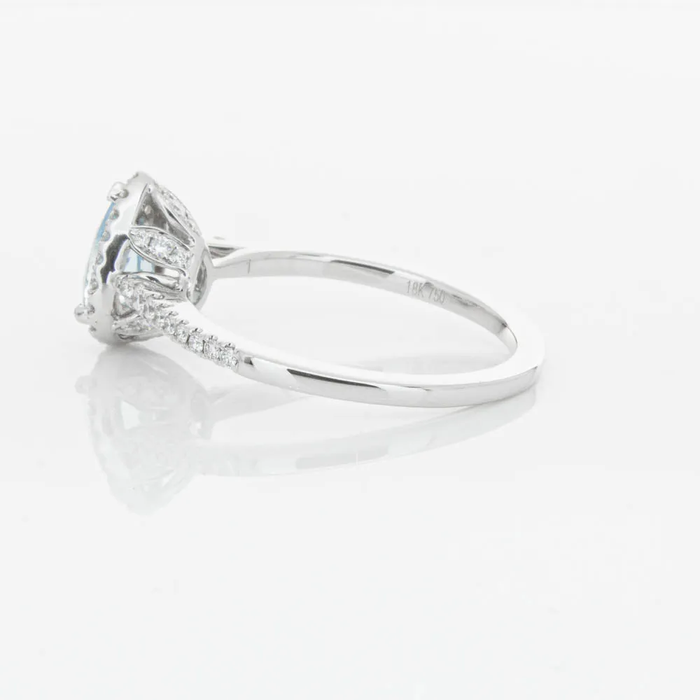 18ct White Gold .56ct Aquamarine & Diamond Mini Sierra Ring