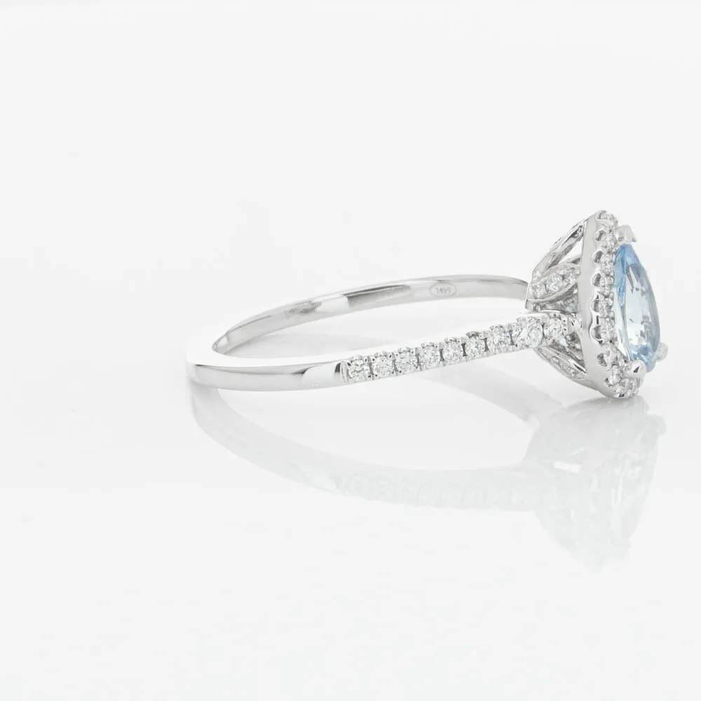 18ct White Gold .56ct Aquamarine & Diamond Mini Sierra Ring