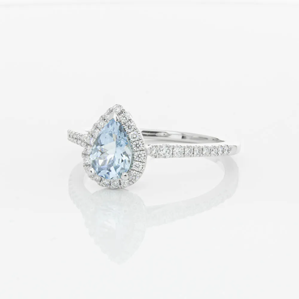 18ct White Gold .56ct Aquamarine & Diamond Mini Sierra Ring
