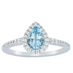 18ct White Gold .56ct Aquamarine & Diamond Mini Sierra Ring