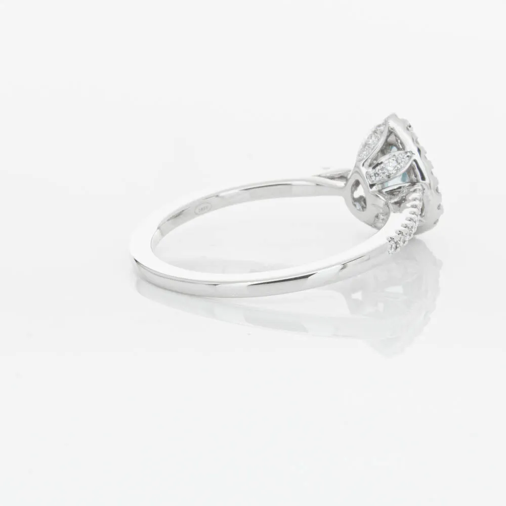 18ct White Gold .56ct Aquamarine & Diamond Mini Sierra Ring