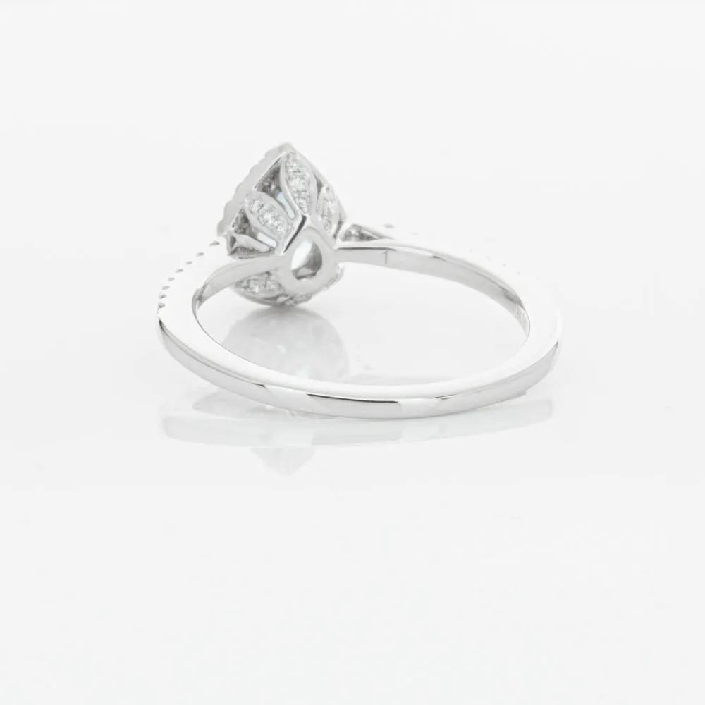 18ct White Gold .56ct Aquamarine & Diamond Mini Sierra Ring