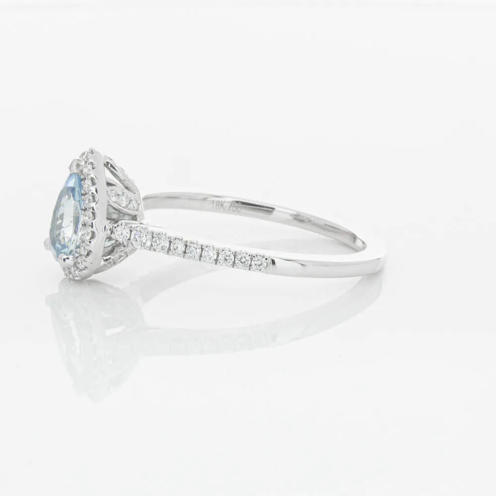 18ct White Gold .56ct Aquamarine & Diamond Mini Sierra Ring