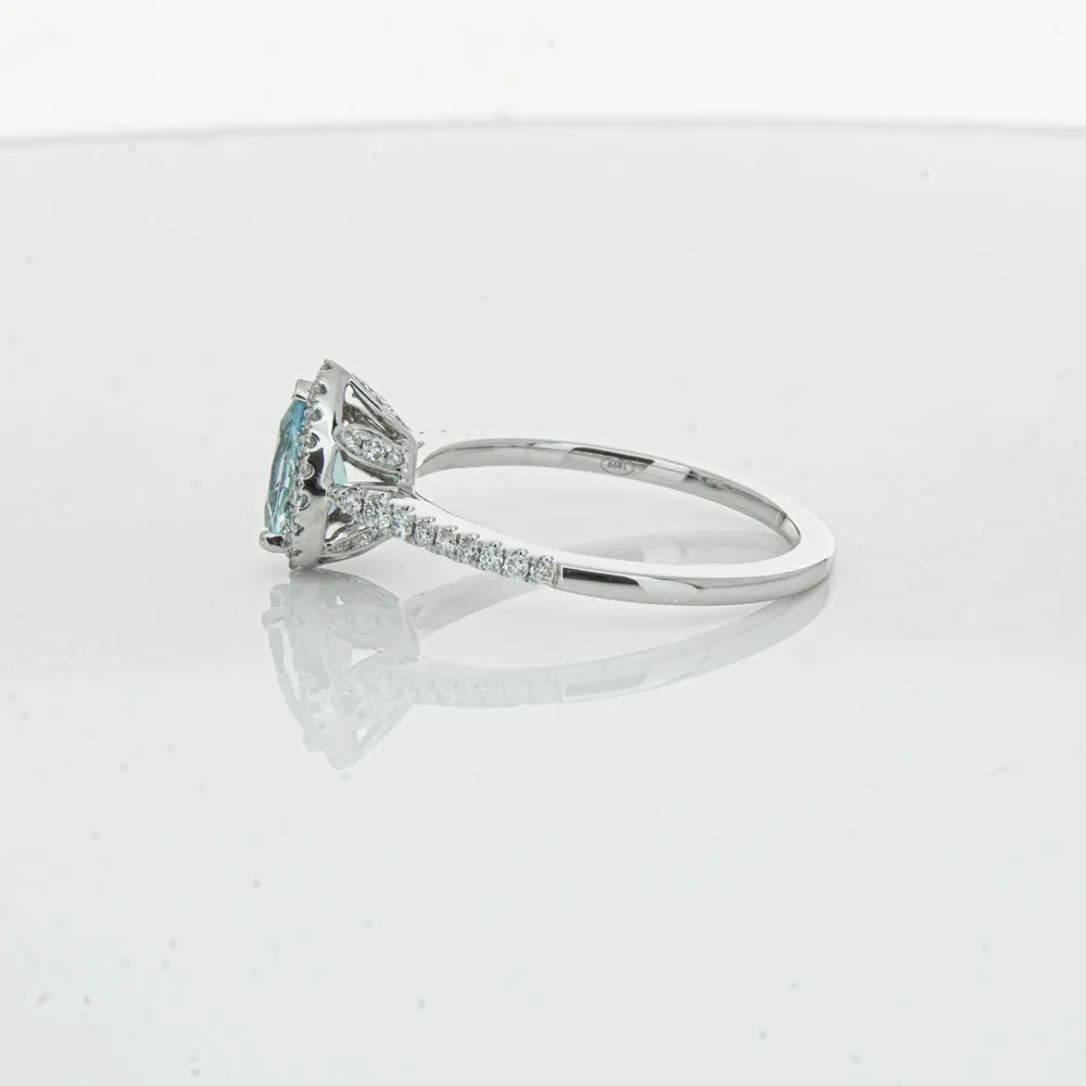 18ct White Gold .59ct Aquamarine & Diamond Mini Sierra Ring