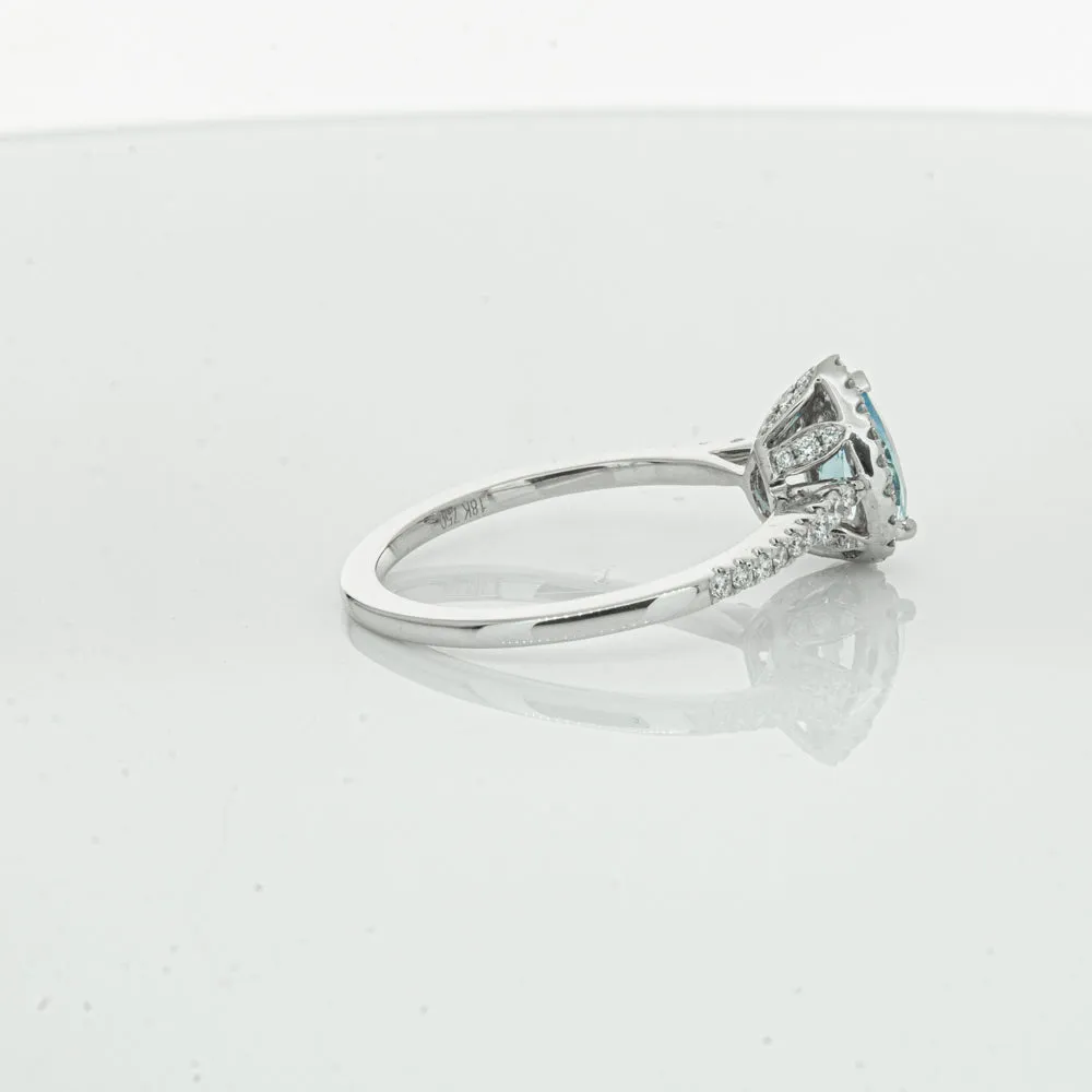 18ct White Gold .59ct Aquamarine & Diamond Mini Sierra Ring