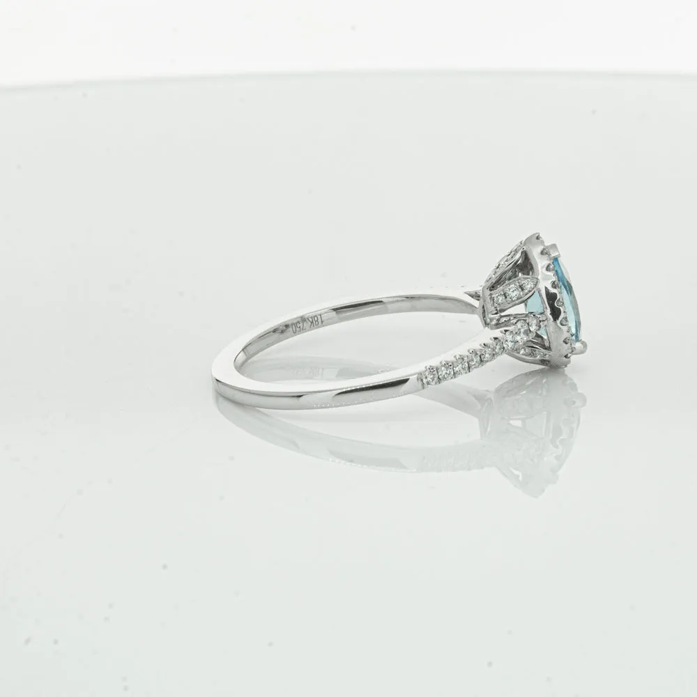 18ct White Gold .59ct Aquamarine & Diamond Mini Sierra Ring