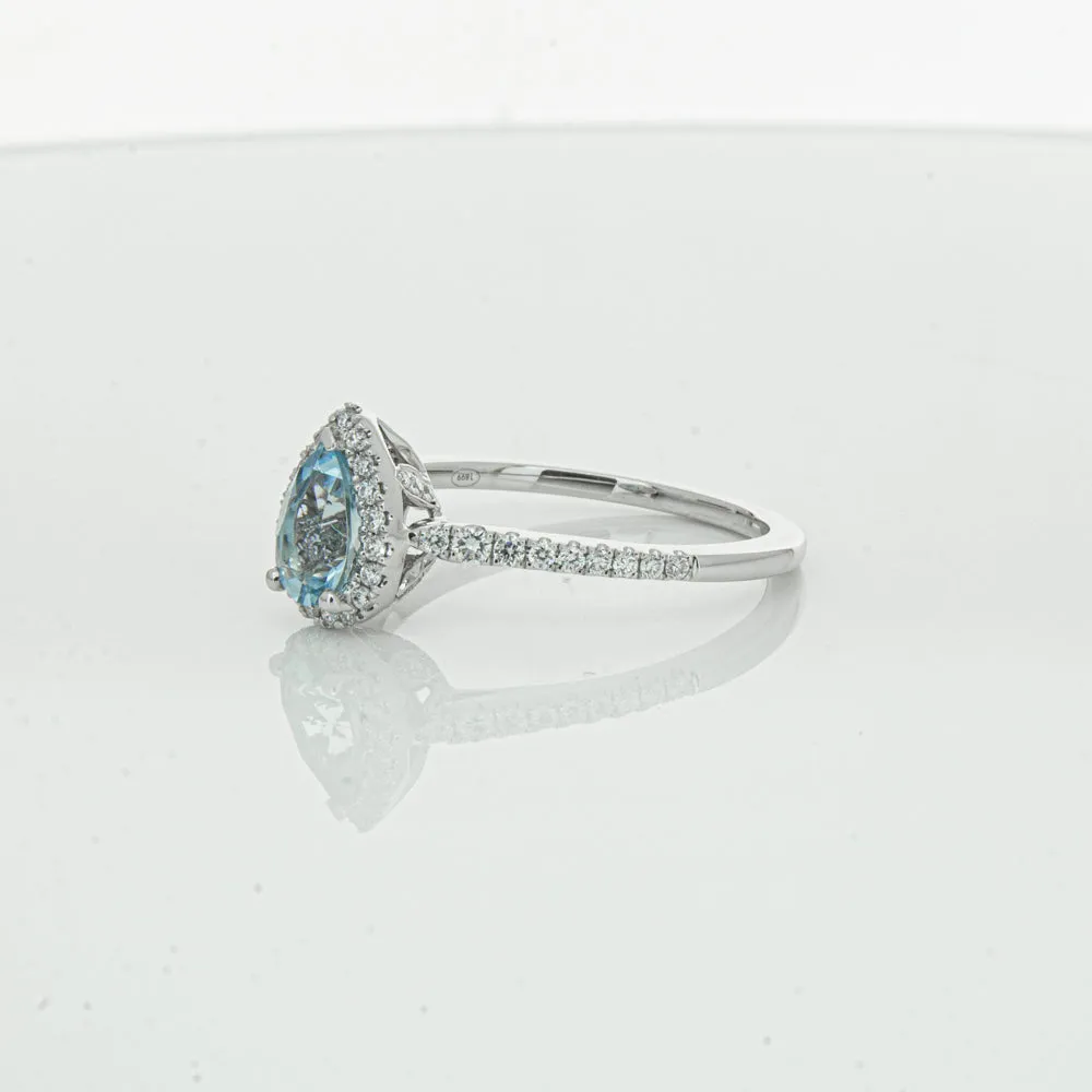 18ct White Gold .59ct Aquamarine & Diamond Mini Sierra Ring