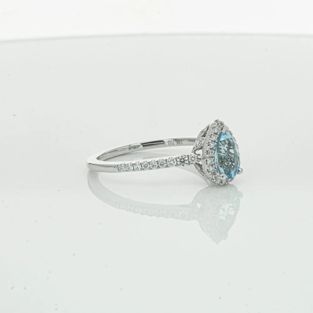 18ct White Gold .59ct Aquamarine & Diamond Mini Sierra Ring