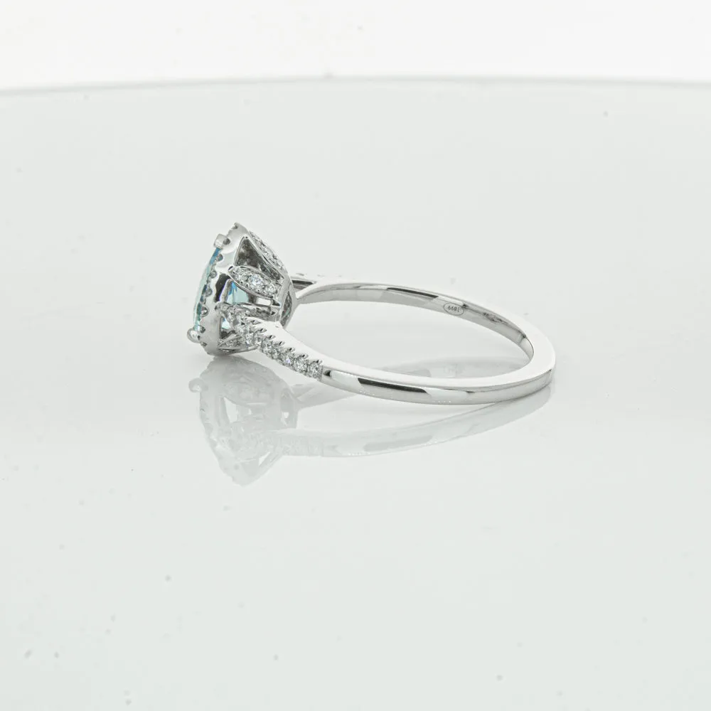 18ct White Gold .59ct Aquamarine & Diamond Mini Sierra Ring