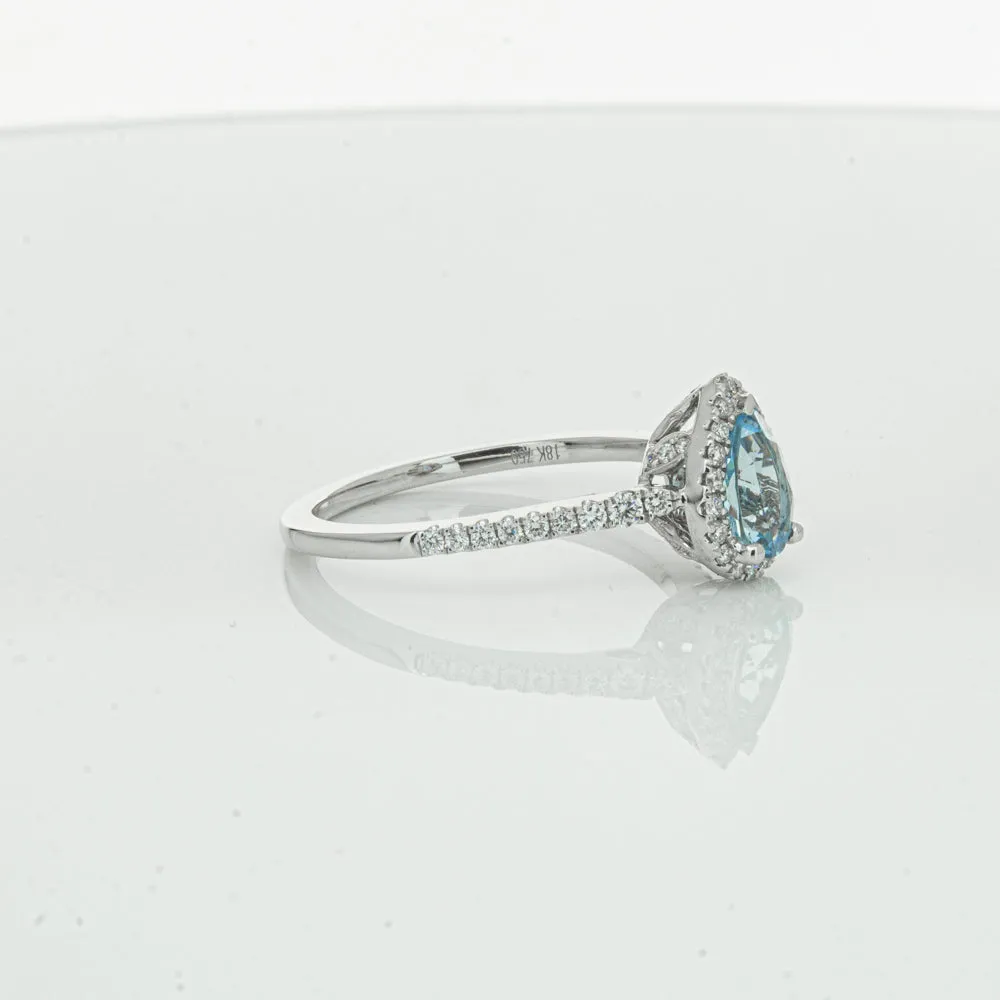18ct White Gold .59ct Aquamarine & Diamond Mini Sierra Ring