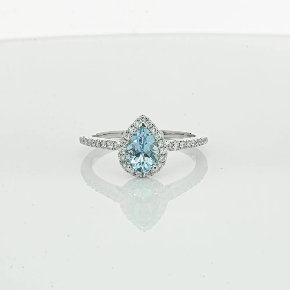 18ct White Gold .59ct Aquamarine & Diamond Mini Sierra Ring