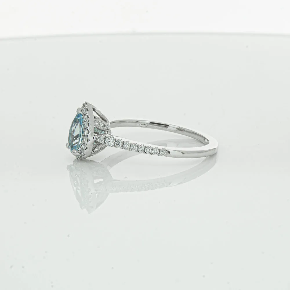 18ct White Gold .59ct Aquamarine & Diamond Mini Sierra Ring