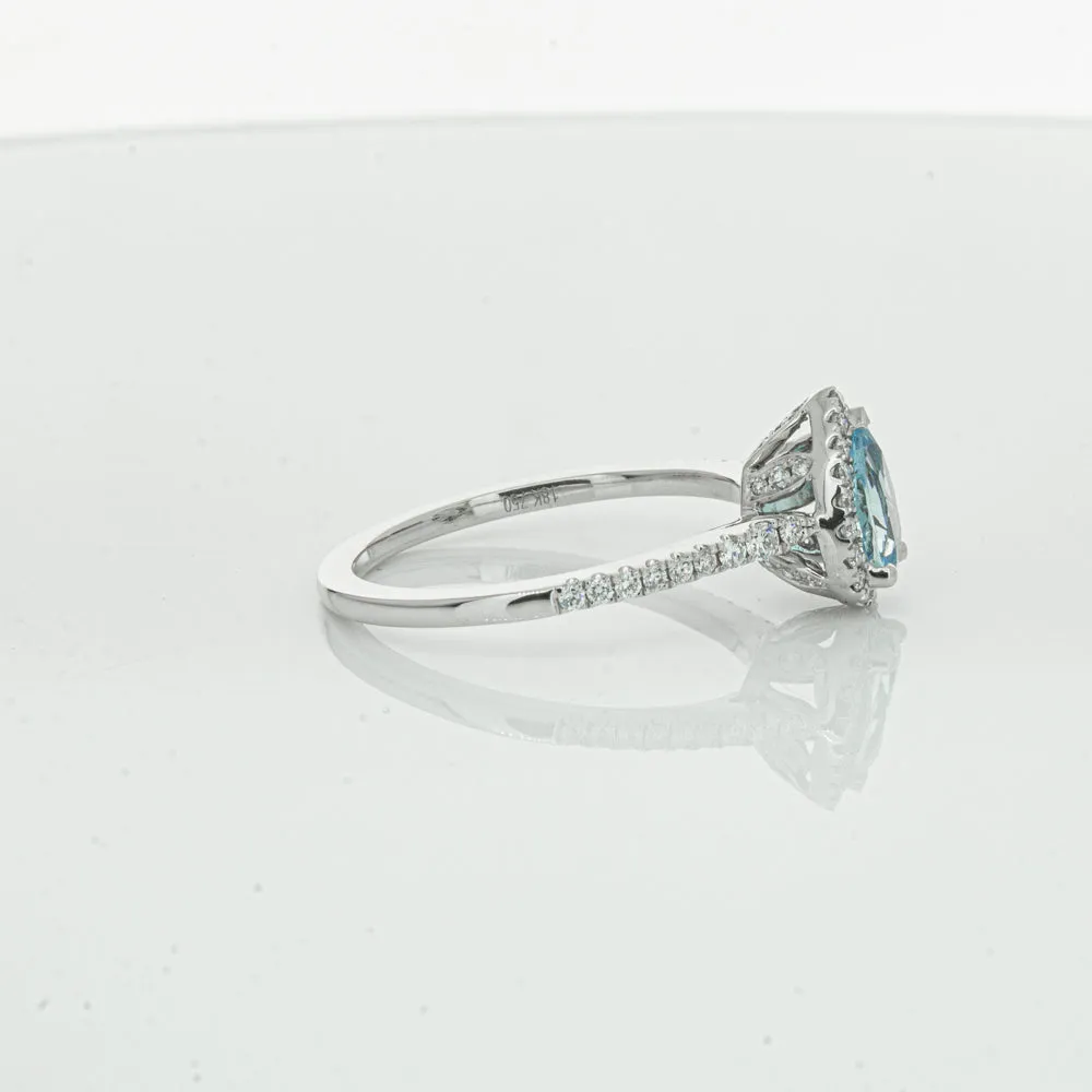18ct White Gold .59ct Aquamarine & Diamond Mini Sierra Ring