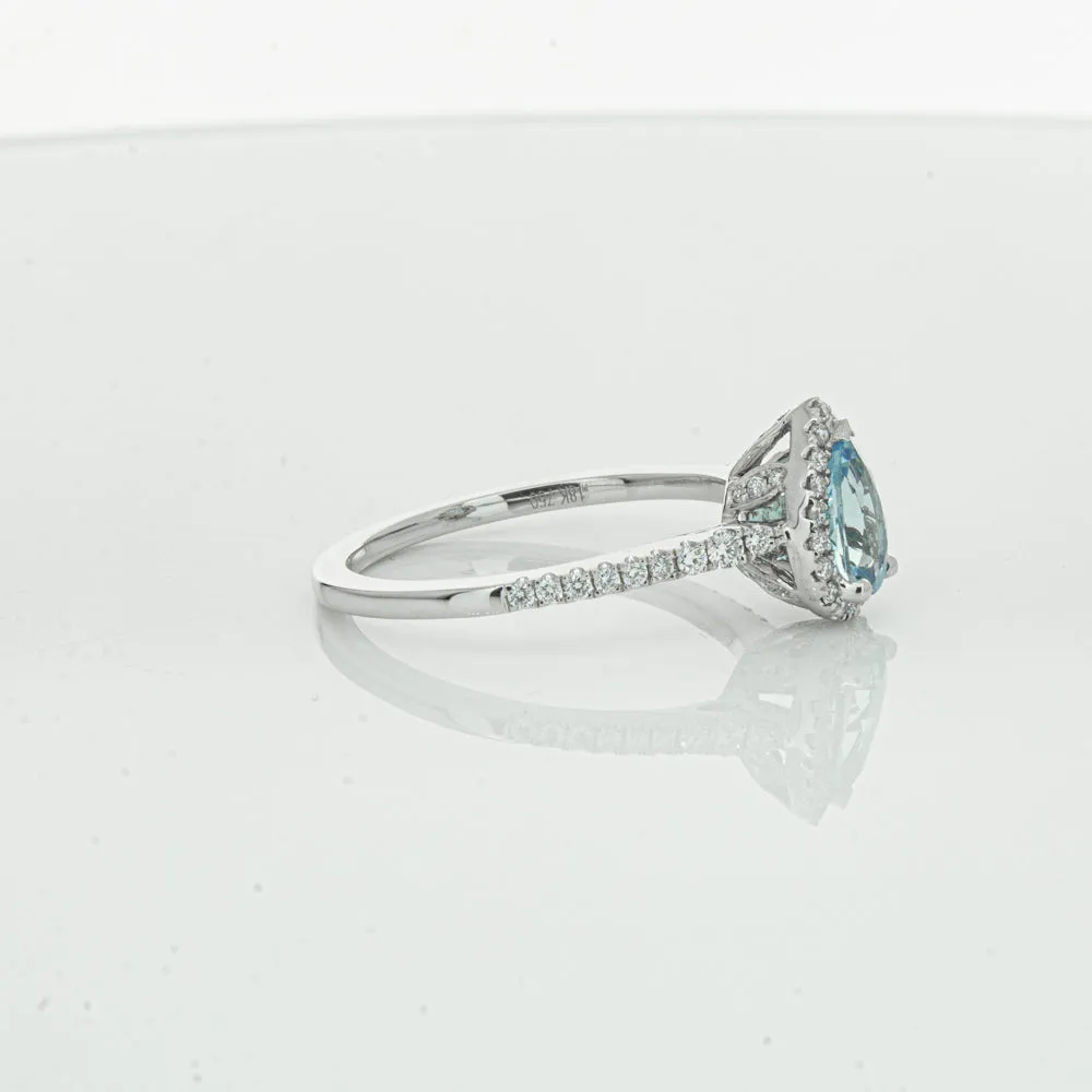 18ct White Gold .59ct Aquamarine & Diamond Mini Sierra Ring