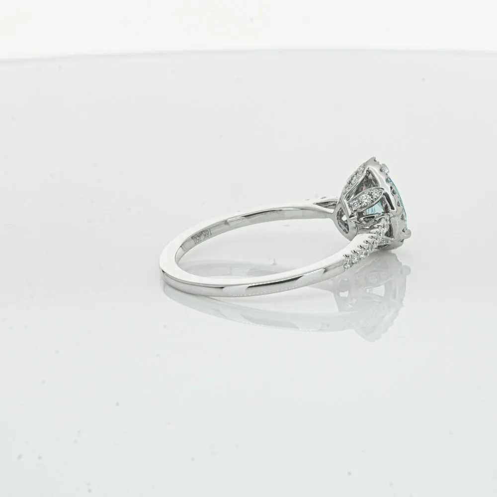 18ct White Gold .59ct Aquamarine & Diamond Mini Sierra Ring