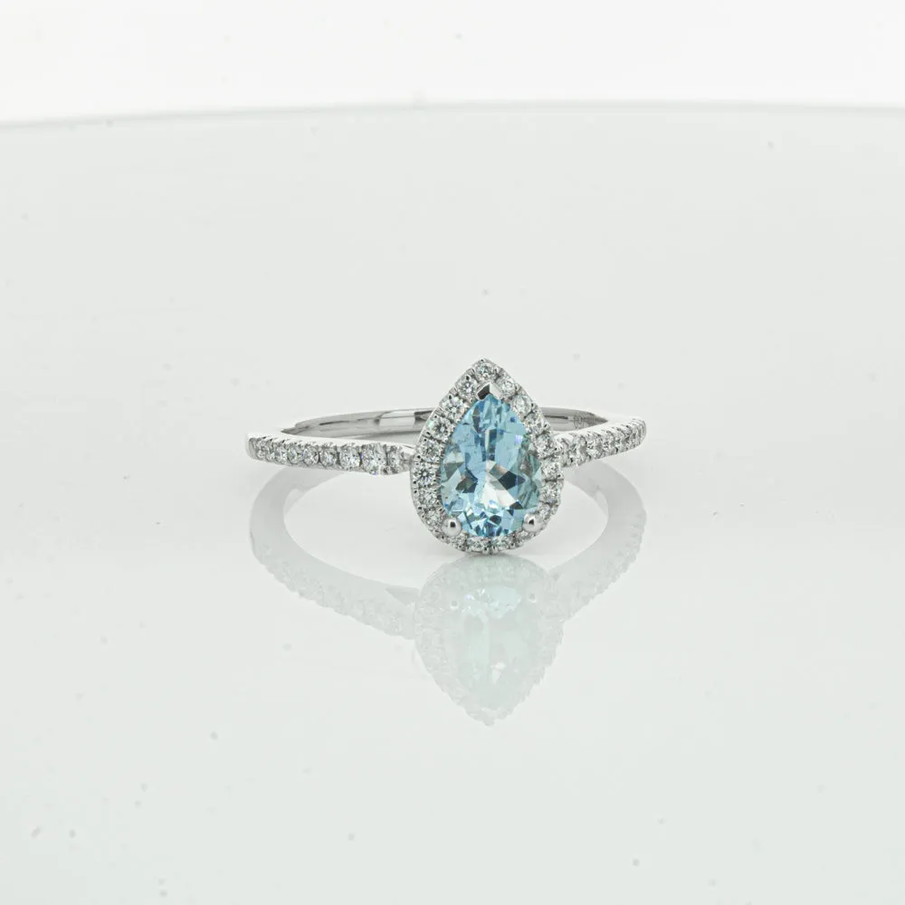 18ct White Gold .59ct Aquamarine & Diamond Mini Sierra Ring