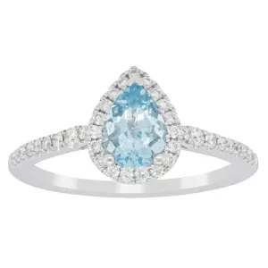 18ct White Gold .59ct Aquamarine & Diamond Mini Sierra Ring