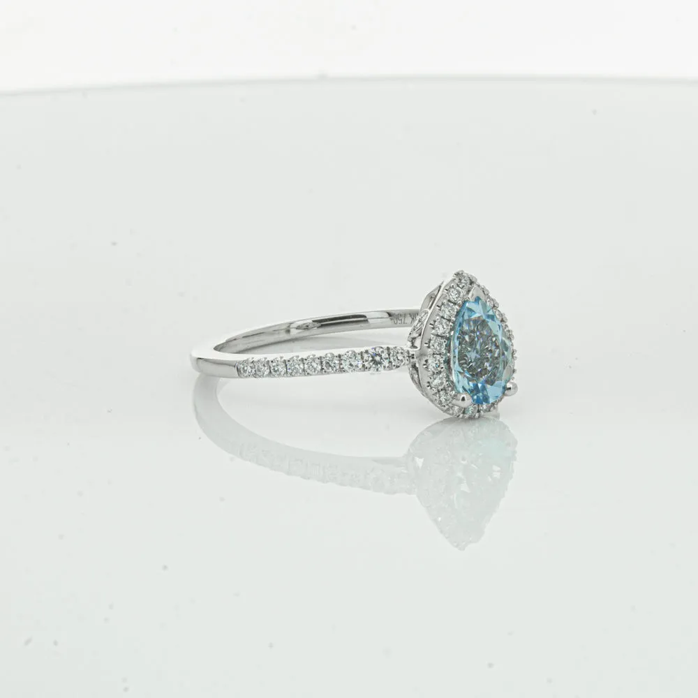 18ct White Gold .59ct Aquamarine & Diamond Mini Sierra Ring
