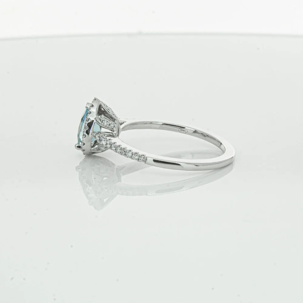 18ct White Gold .59ct Aquamarine & Diamond Mini Sierra Ring