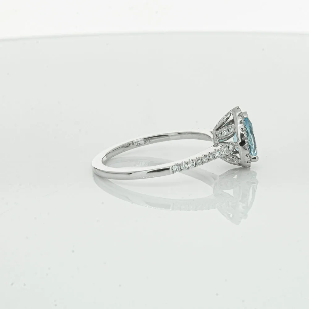 18ct White Gold .59ct Aquamarine & Diamond Mini Sierra Ring