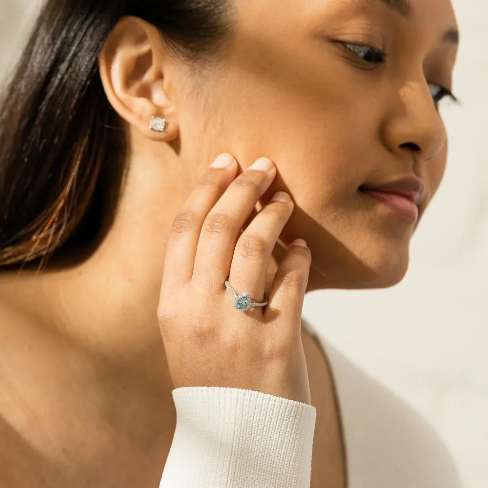 18ct White Gold .59ct Aquamarine & Diamond Mini Sierra Ring