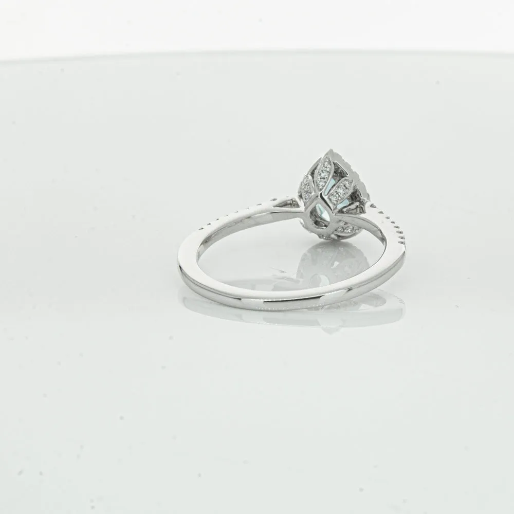 18ct White Gold .59ct Aquamarine & Diamond Mini Sierra Ring