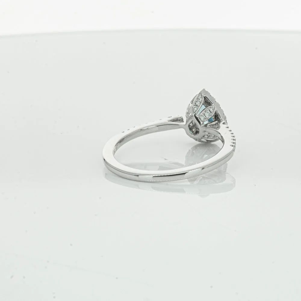 18ct White Gold .59ct Aquamarine & Diamond Mini Sierra Ring