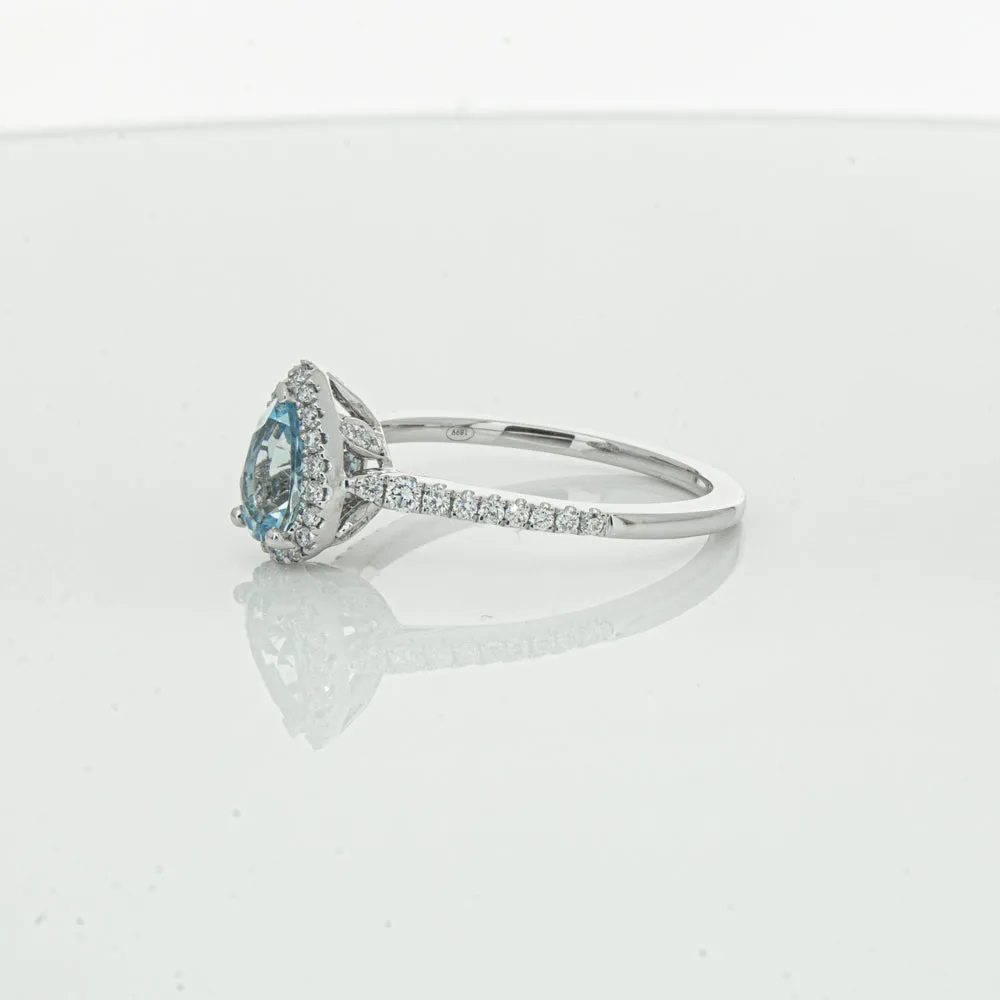 18ct White Gold .59ct Aquamarine & Diamond Mini Sierra Ring