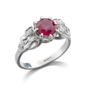 18ct White Gold Ruby & Diamond Ring
