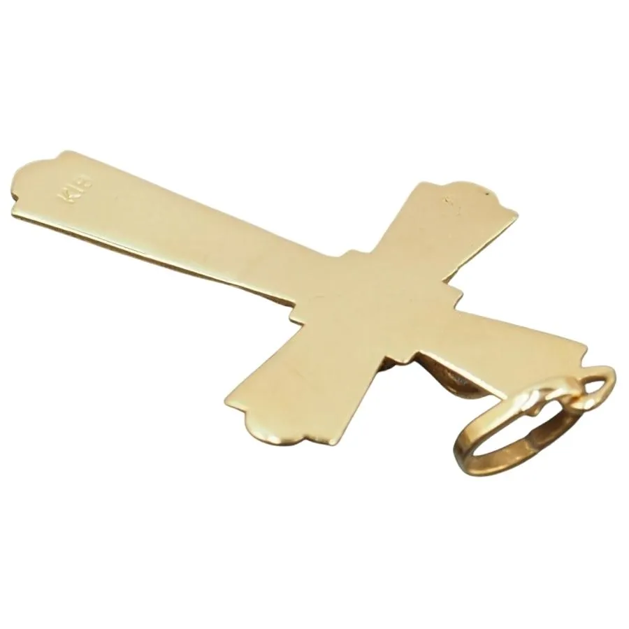18ct Yellow Gold Ruby Ornate Cross Pendant