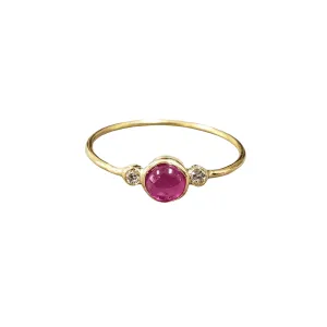 18k Gold Cabochon Ruby & Diamond Ring