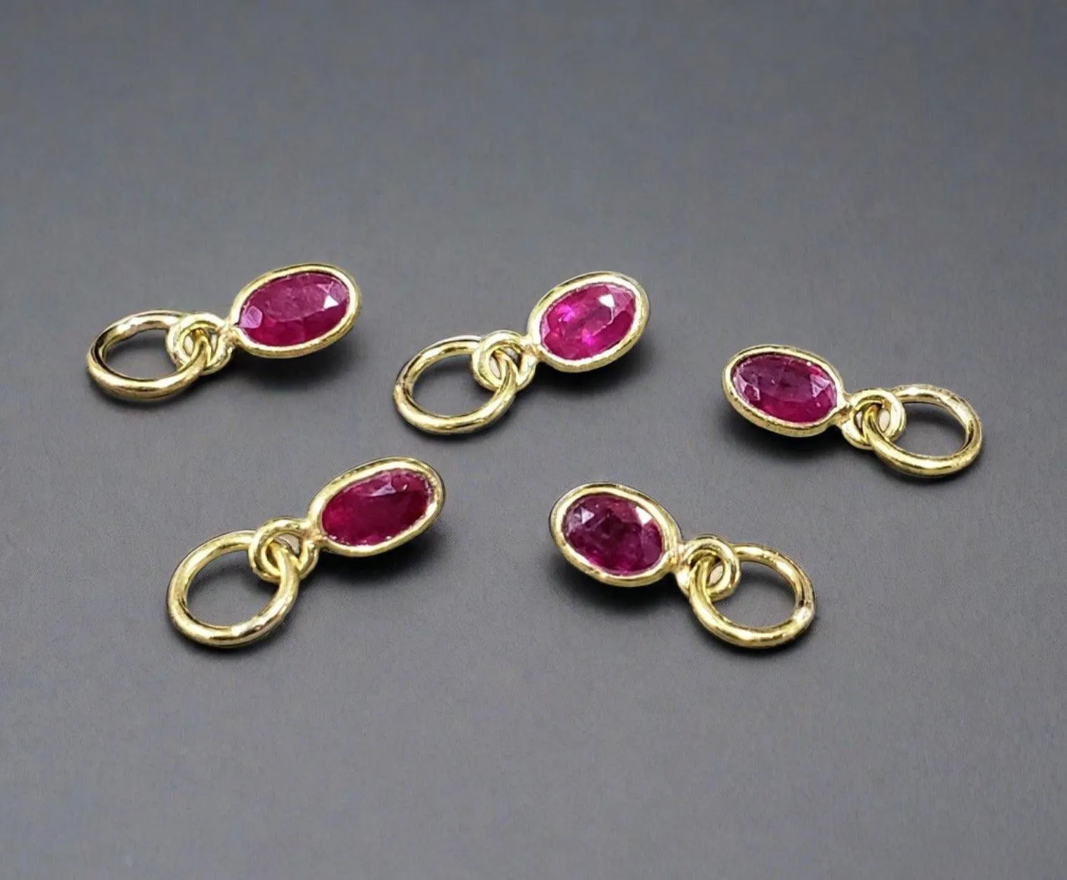 18k Gold Oval Natural Ruby Charm Pendant