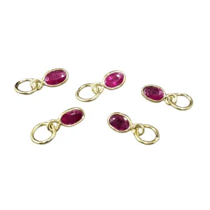 18k Gold Oval Natural Ruby Charm Pendant