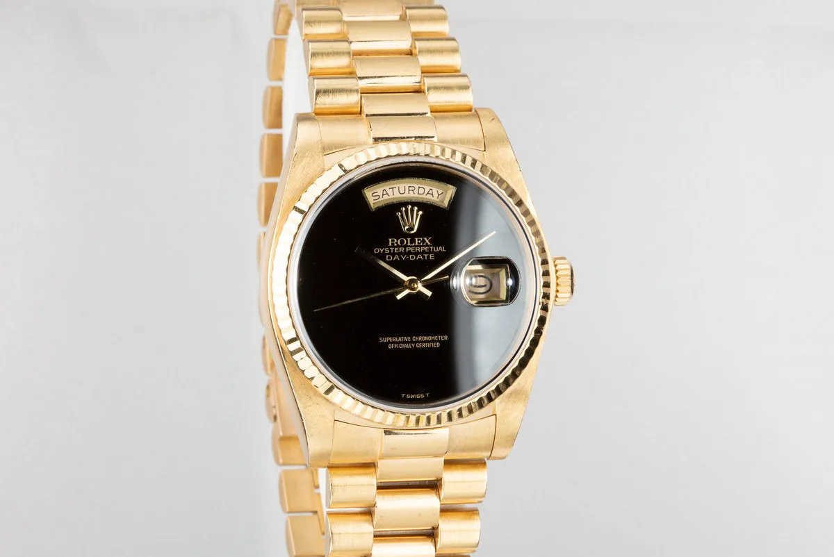 1983 Rolex 18K YG Day-Date 18038 Onyx Dial with Box and Papers