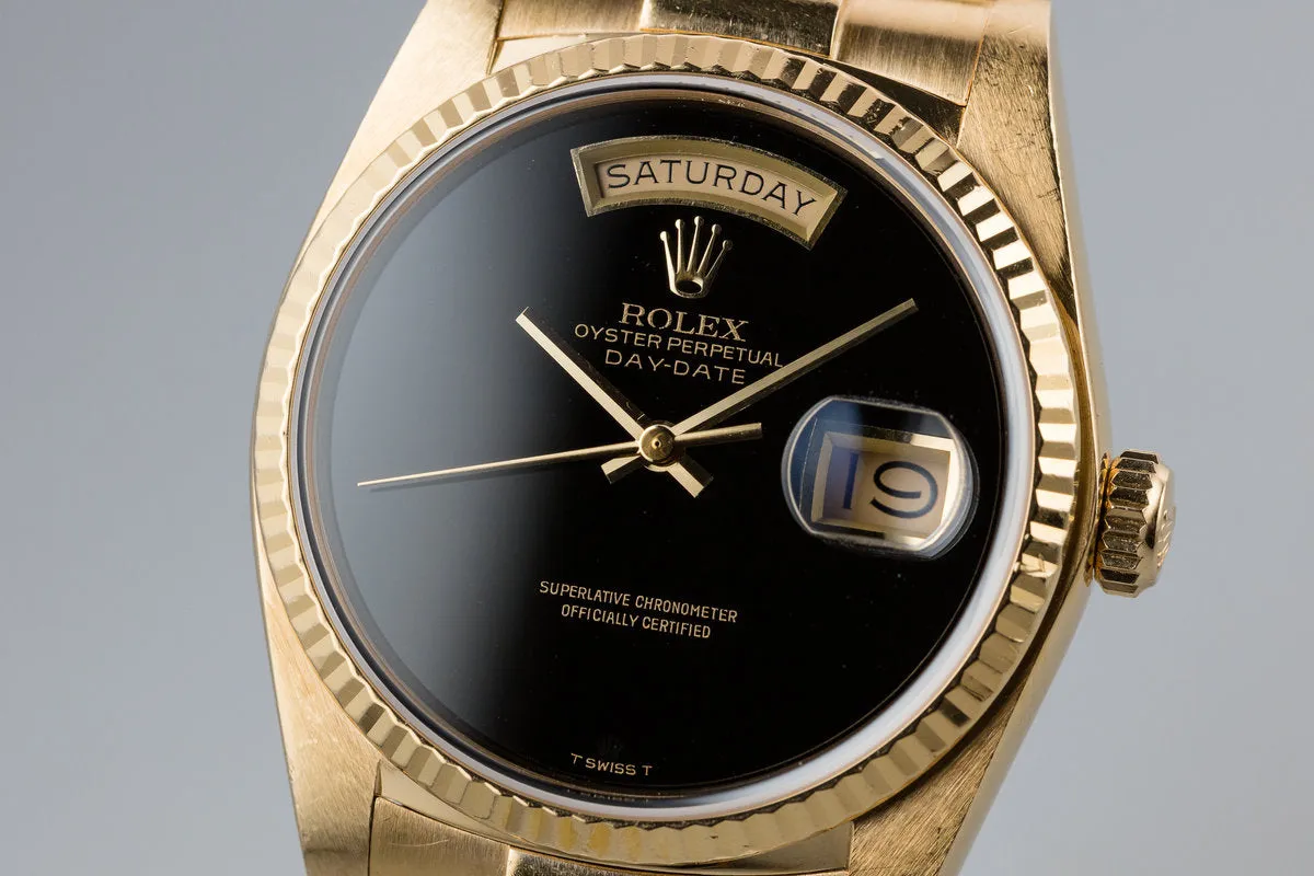1983 Rolex 18K YG Day-Date 18038 Onyx Dial with Box and Papers