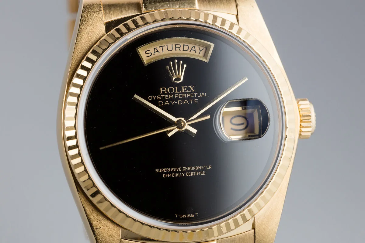 1983 Rolex 18K YG Day-Date 18038 Onyx Dial with Box and Papers