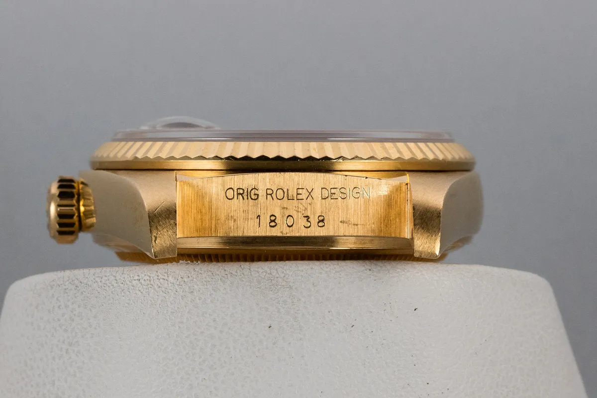 1983 Rolex 18K YG Day-Date 18038 Onyx Dial with Box and Papers
