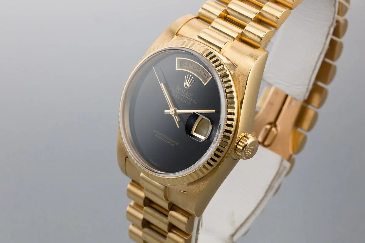 1983 Rolex 18K YG Day-Date 18038 Onyx Dial with Box and Papers