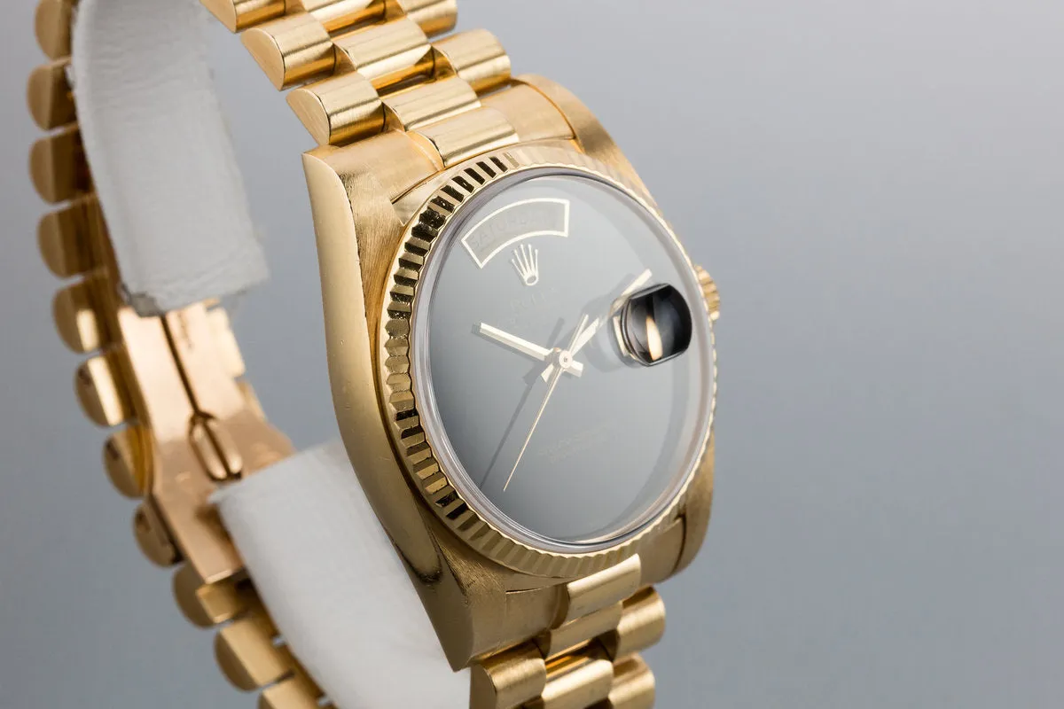 1983 Rolex 18K YG Day-Date 18038 Onyx Dial with Box and Papers