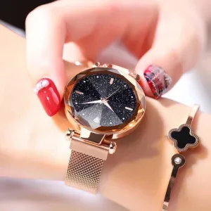 2019 Hot Sale Women Watches Fashion Luxury Magnetic Buckle Stainless Steel Strap Refractive surface Luminous Dial Quartz Watch