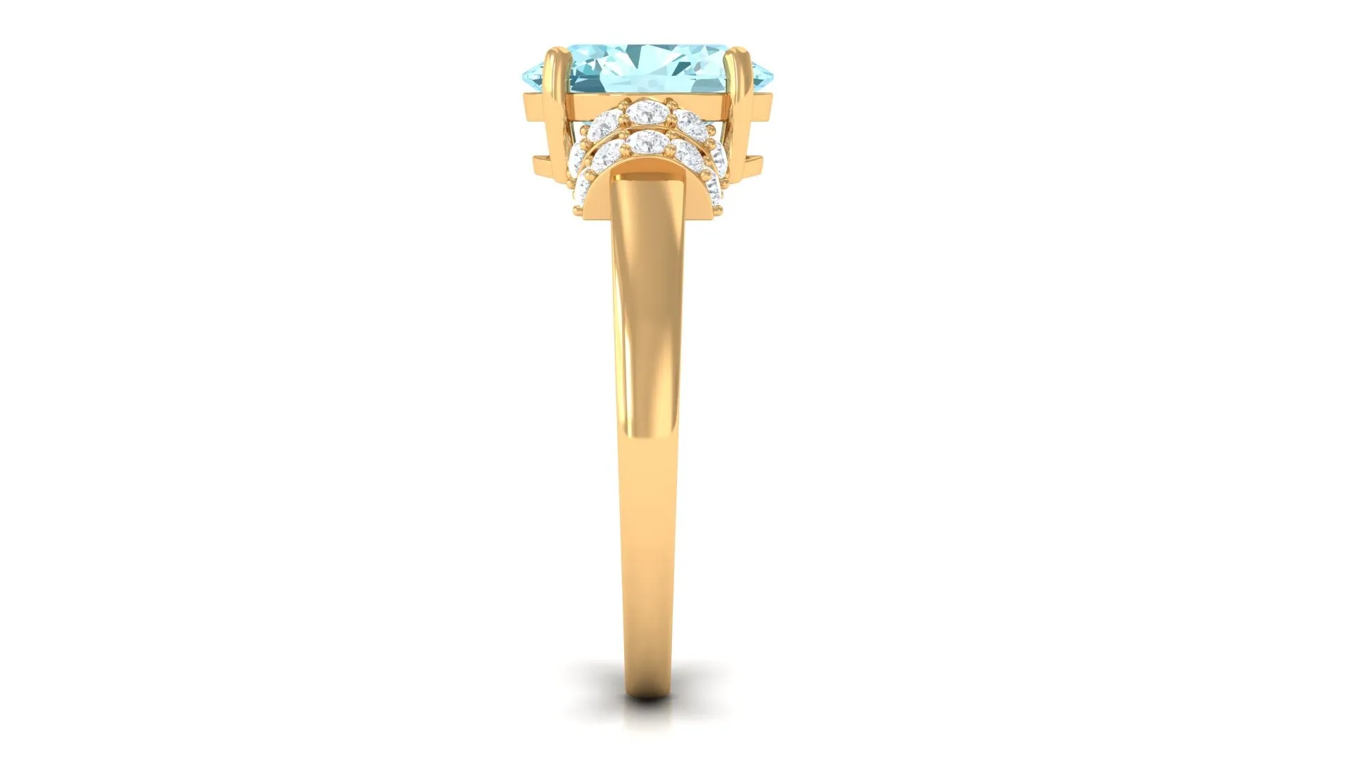 2.25 CT Oval Cut Aquamarine Engagement Ring with Moissanite Collar