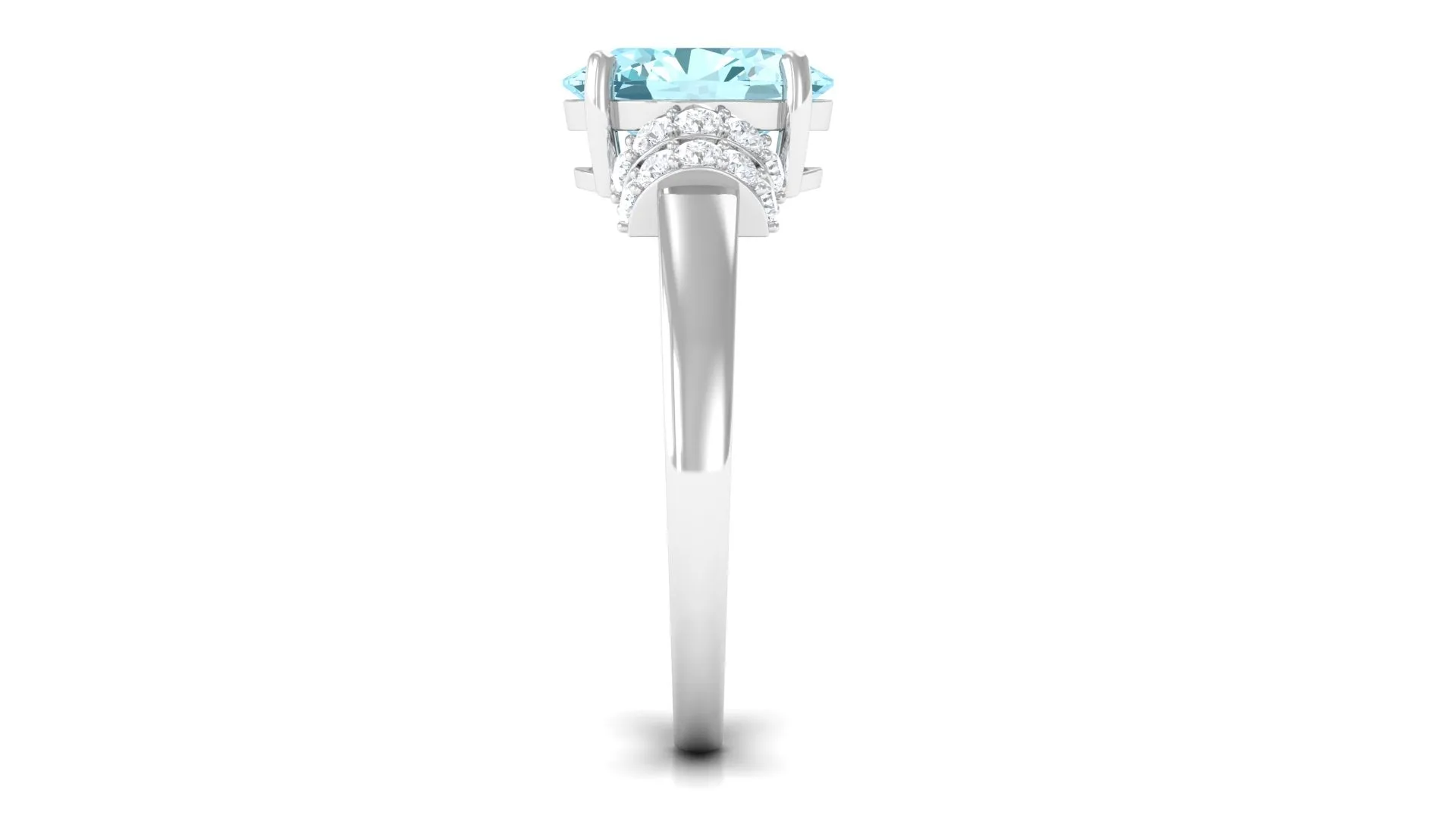 2.25 CT Oval Cut Aquamarine Engagement Ring with Moissanite Collar