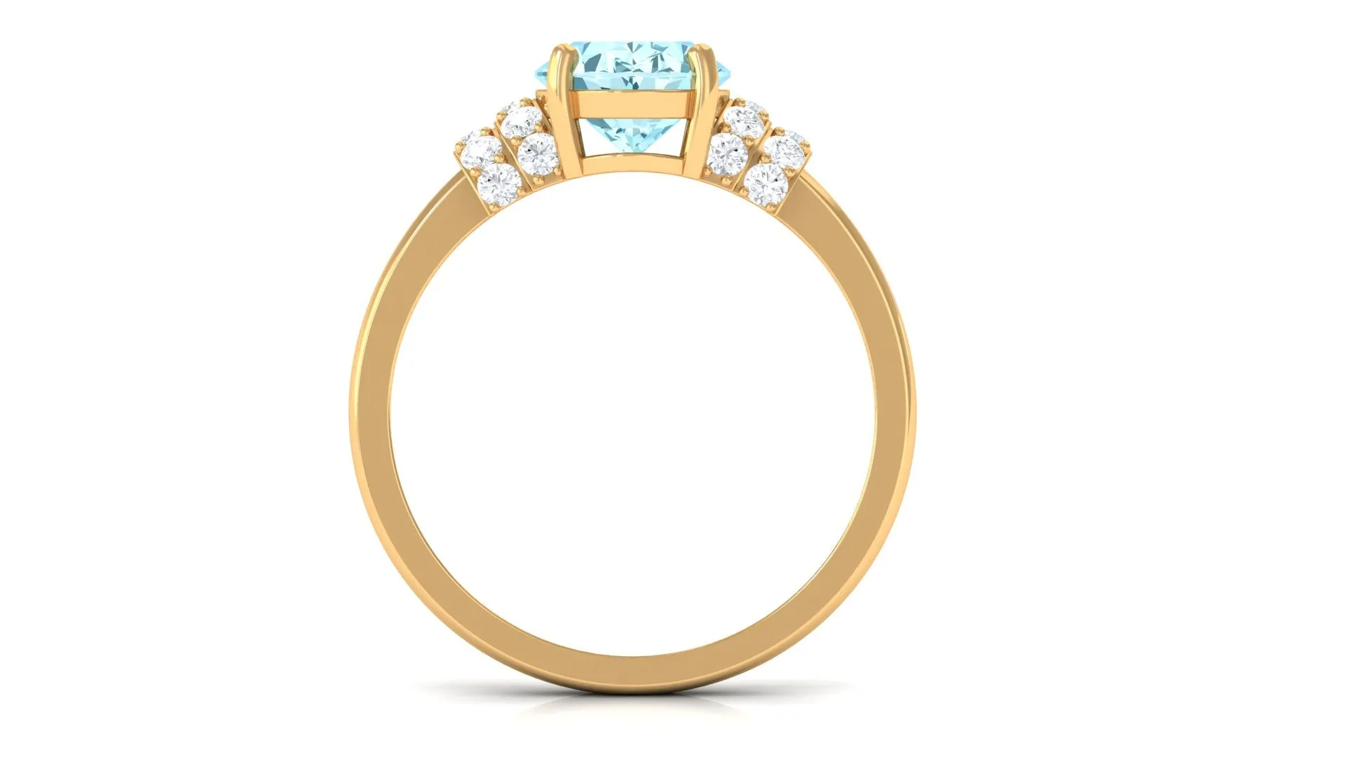 2.25 CT Oval Cut Aquamarine Engagement Ring with Moissanite Collar