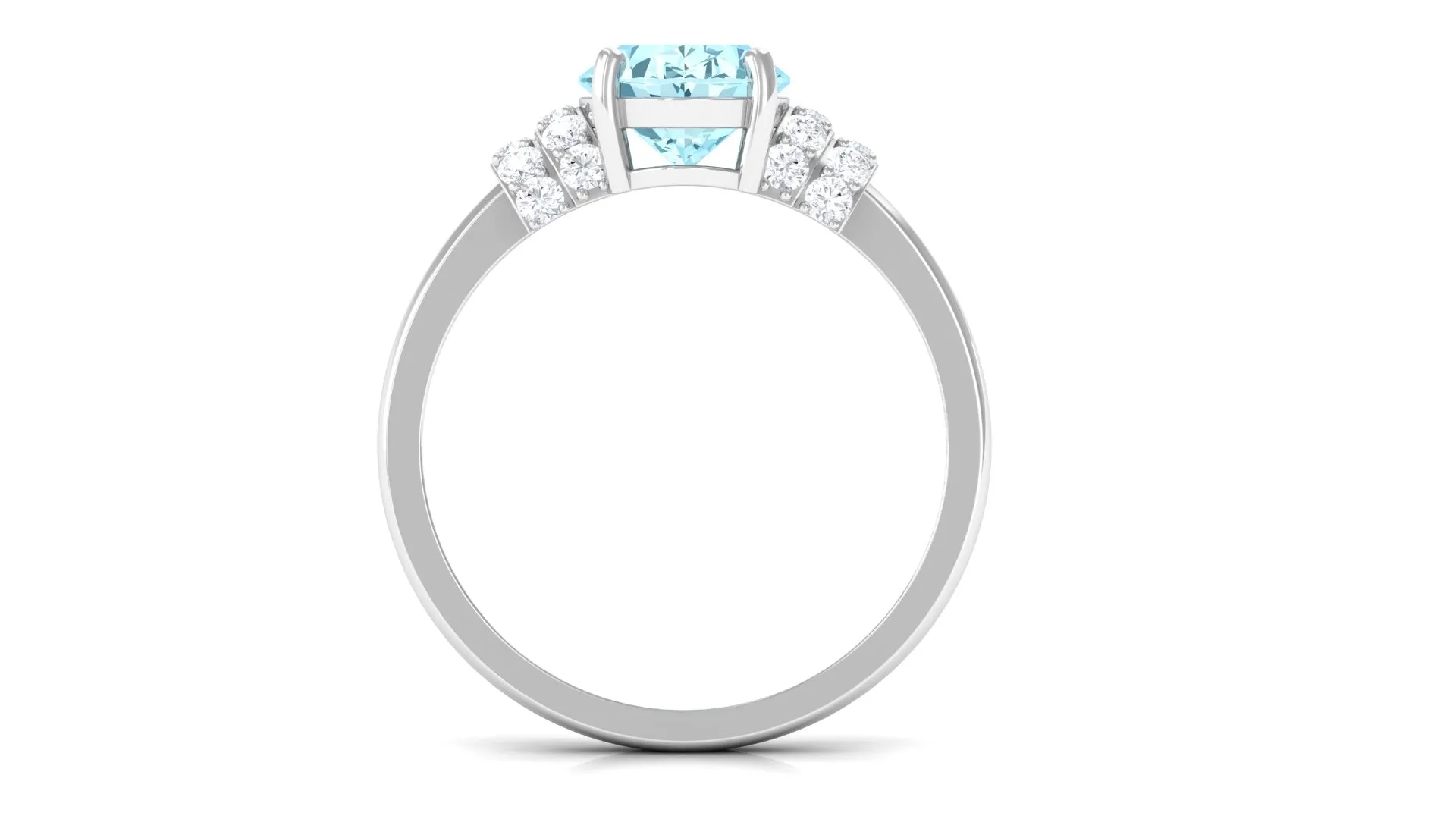 2.25 CT Oval Cut Aquamarine Engagement Ring with Moissanite Collar