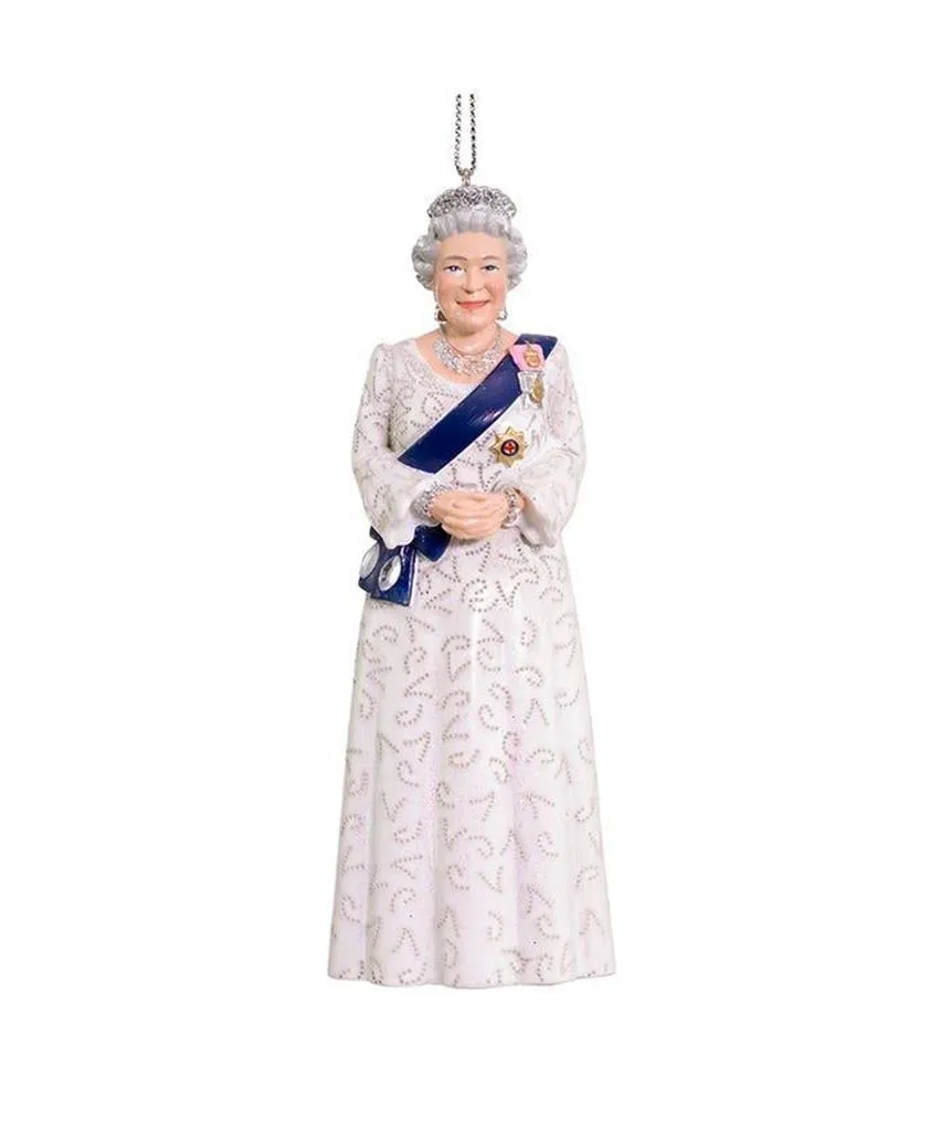5" UK British Queen Elizabeth White Gown Crown Christmas Ornament
