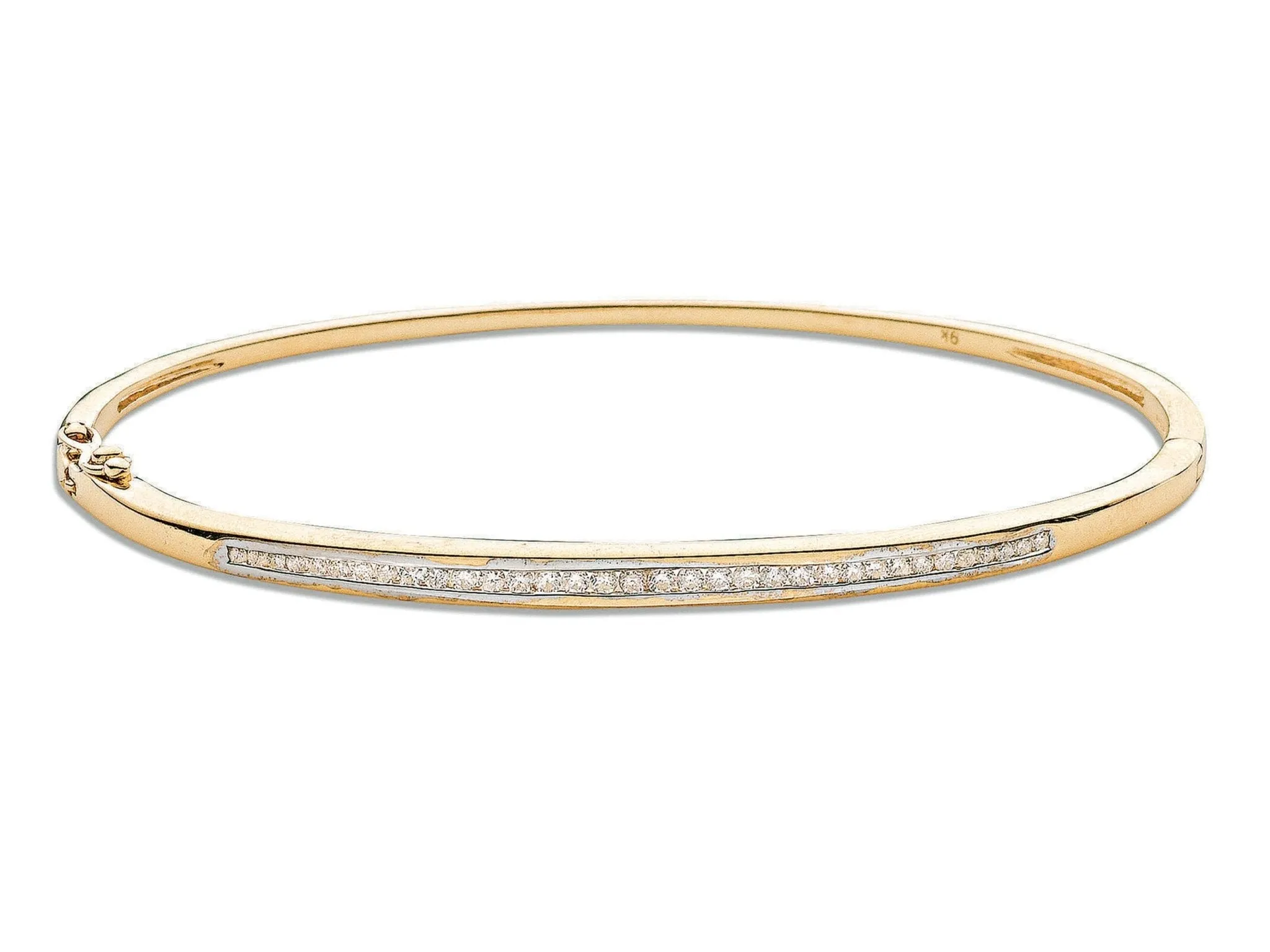 9ct Gold Women's Diamond Bangle Bracelet, Channel Set Style, 0.50ct, 3mm, Deluxe Gift Box