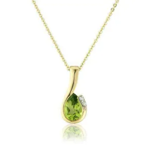 9ct Yellow Gold Diamond and Pear Peridot Pendant on Chain MMCH038-6YDPER