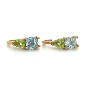 9ct Yellow Gold Earth Grown Blue Topaz & Peridot Earrings